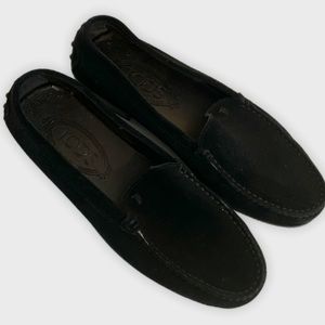 Tod’s Black Suede Heeled Loafers, size 37
